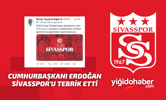 Cumhurbaşkanı Erdoğan, Sivasspor’u tebrik etti